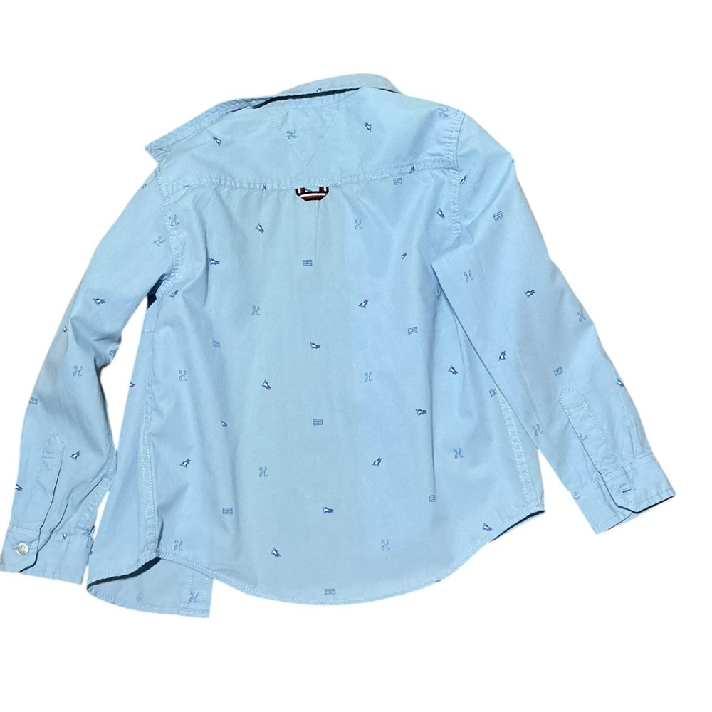 Tommy Hilfiger Kids Light Blue Patterned Button-Down Shirt - Picture 3 of 7